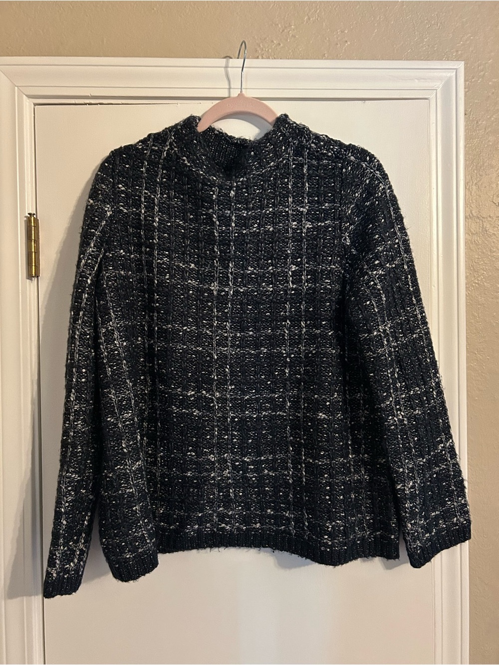 Navy Knit Mock Neck Sweater